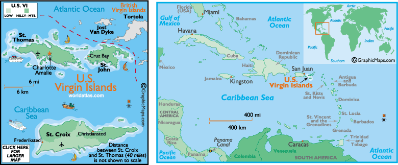 amerikanische jungferninseln karte karibik meer